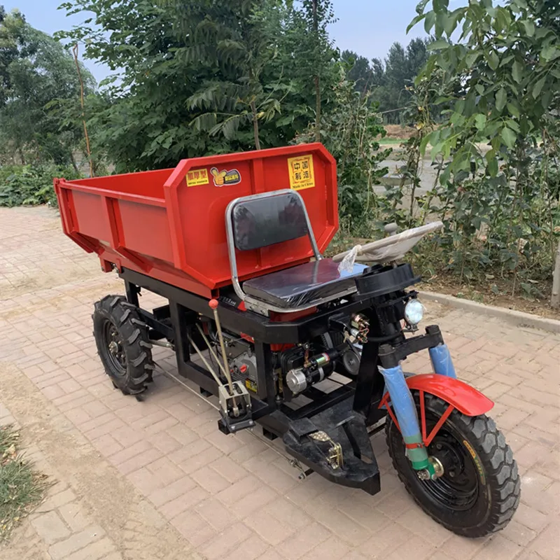 

diesel engine transport small hydraulic dump tipping bucket project tricycle three horses three trampolines