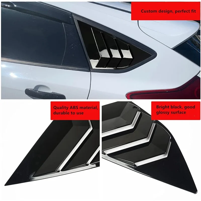 

A96E-Rear Side Window Louvers For Ford Focus ST RS MK3 Hatchback 2012-2018 Accessories Air Vent Scoop Cover