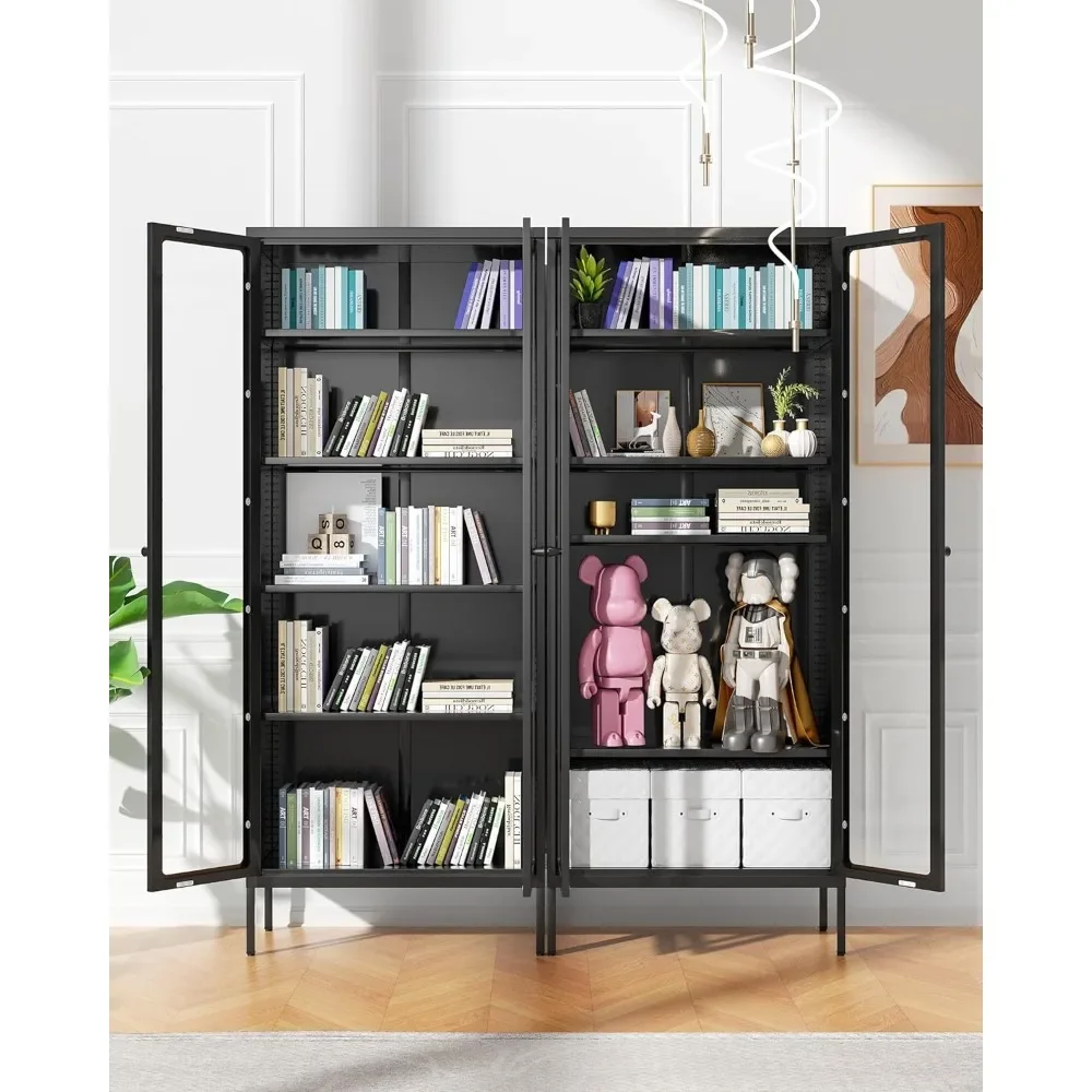 Display Cabinet with 5-Tier Storage Shelves, Glass Doors, Storage Space, High Quality Material