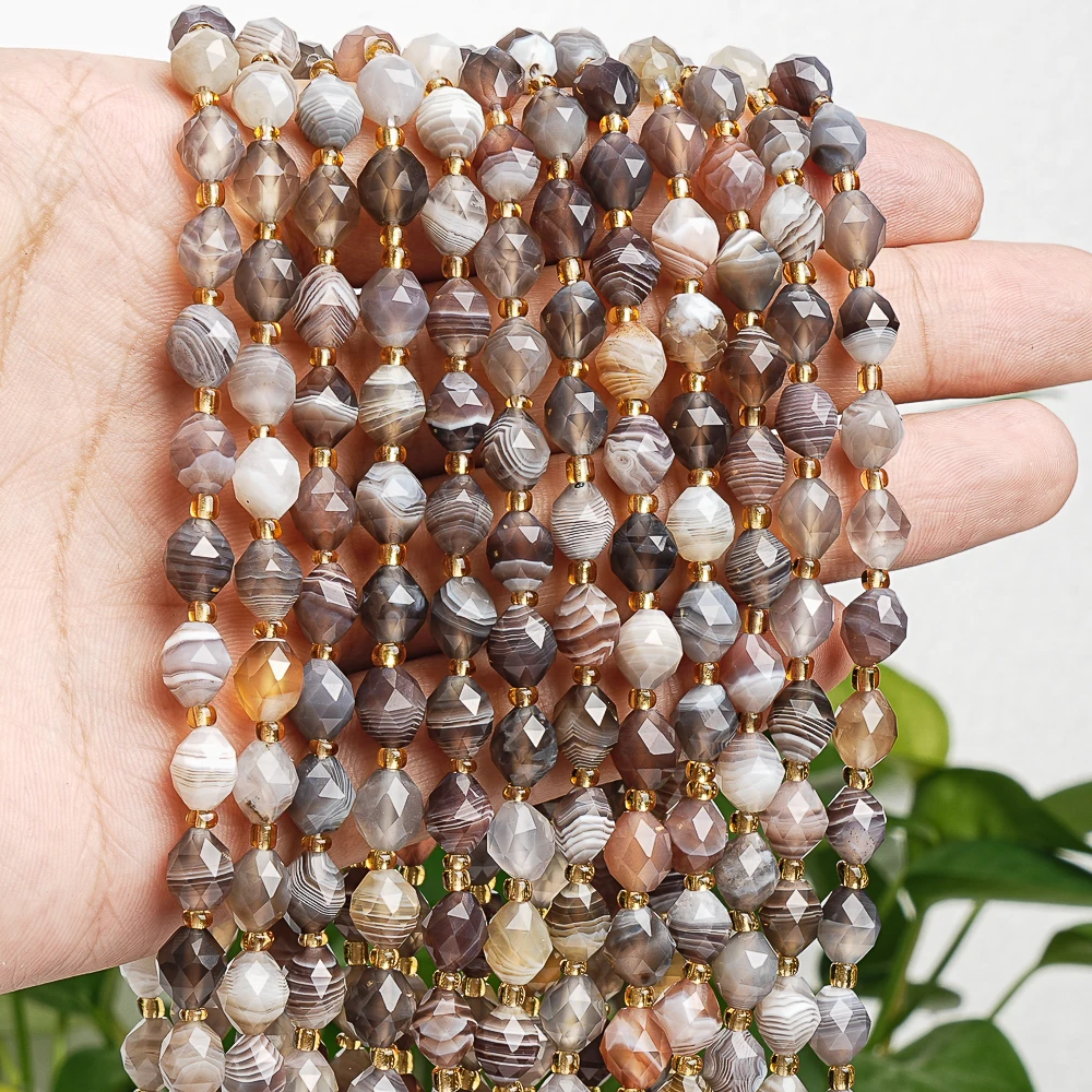 8mm Natural Botswana Agate Stone Beads Faceted Gemstone Beaded Necklace For Jewelry Making DIY Jewelry Accessorries