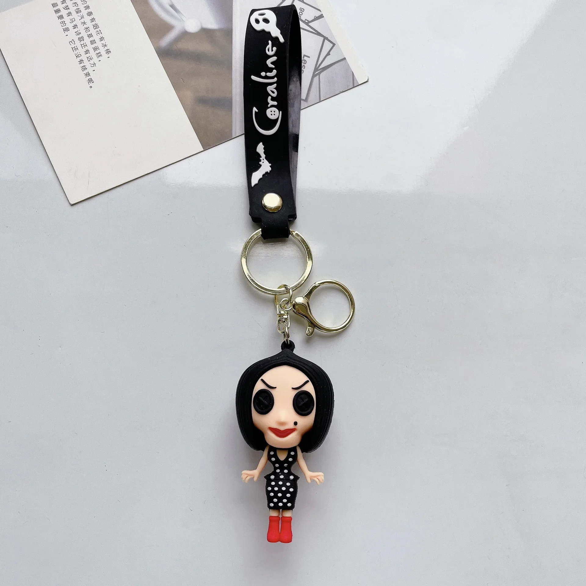 Disney Scary Movie Coraline & The Secret Door Figure Keychain for Women Men Fans Another Mother Pendant Keyring Keys Holder Gift