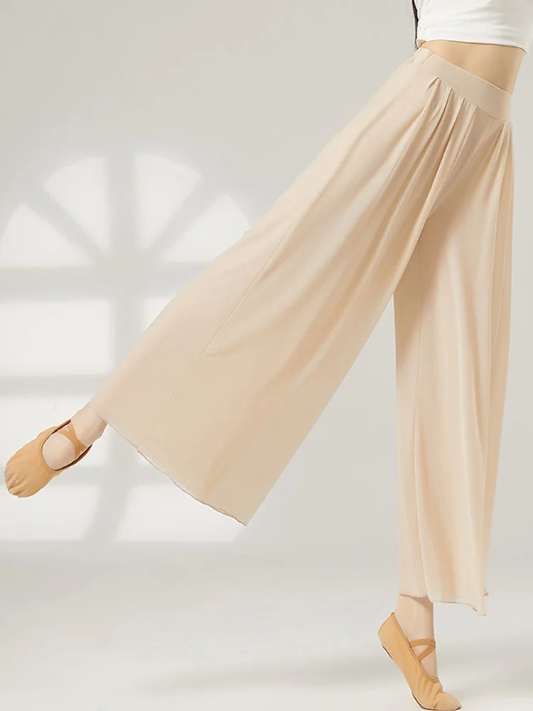 Pantaloni da danza moderna a gamba larga in rete da donna Balletto Danza lirica classica Pantaloni a vita alta Prestazioni di danza classica per adulti