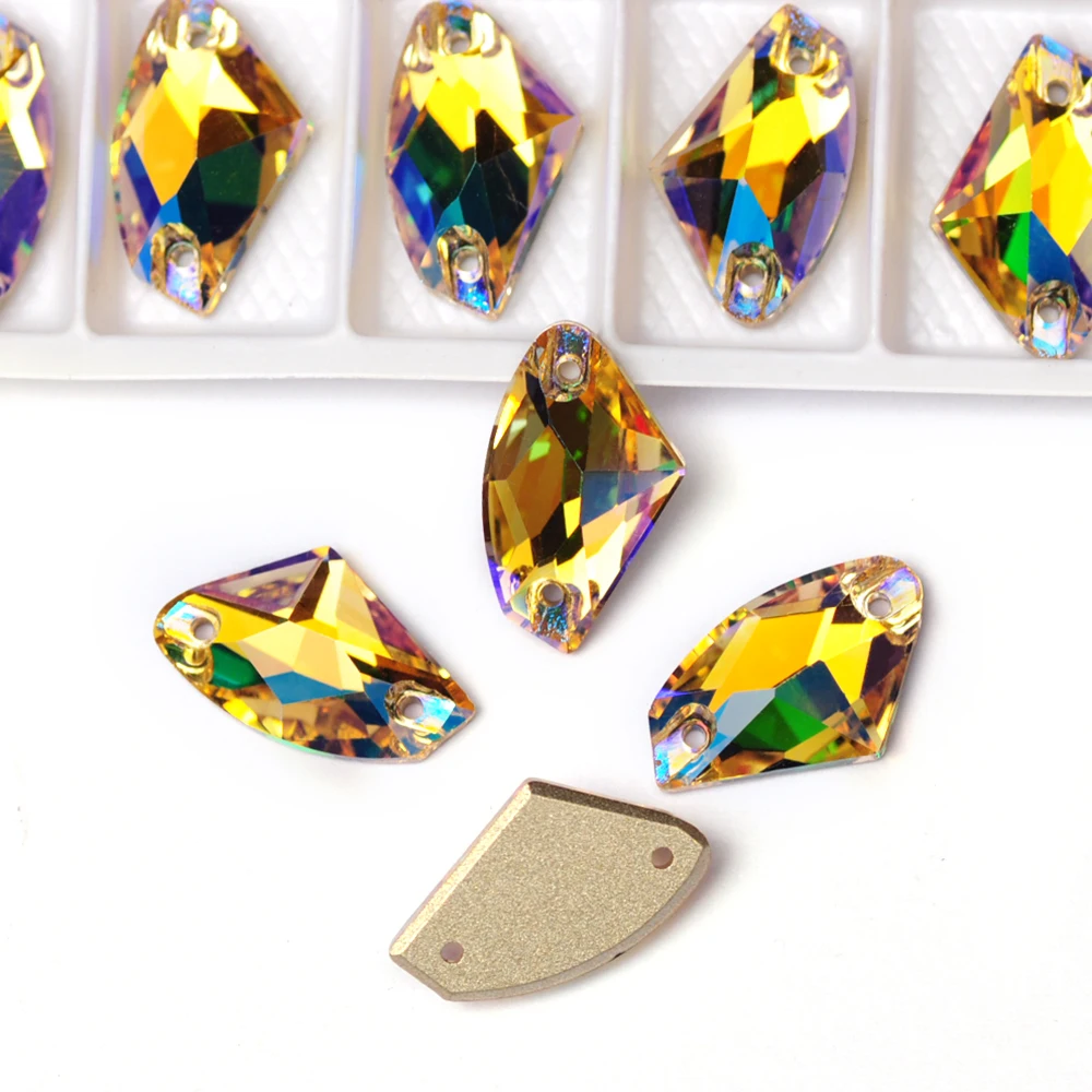 PUBRILEX Großhandel Glas K9 Strass Kanten mit Facettenschliff 3256 Strasssteine Galactic zum Aufnähen für Kleidung, Taschen und Accessoires – Detail 9