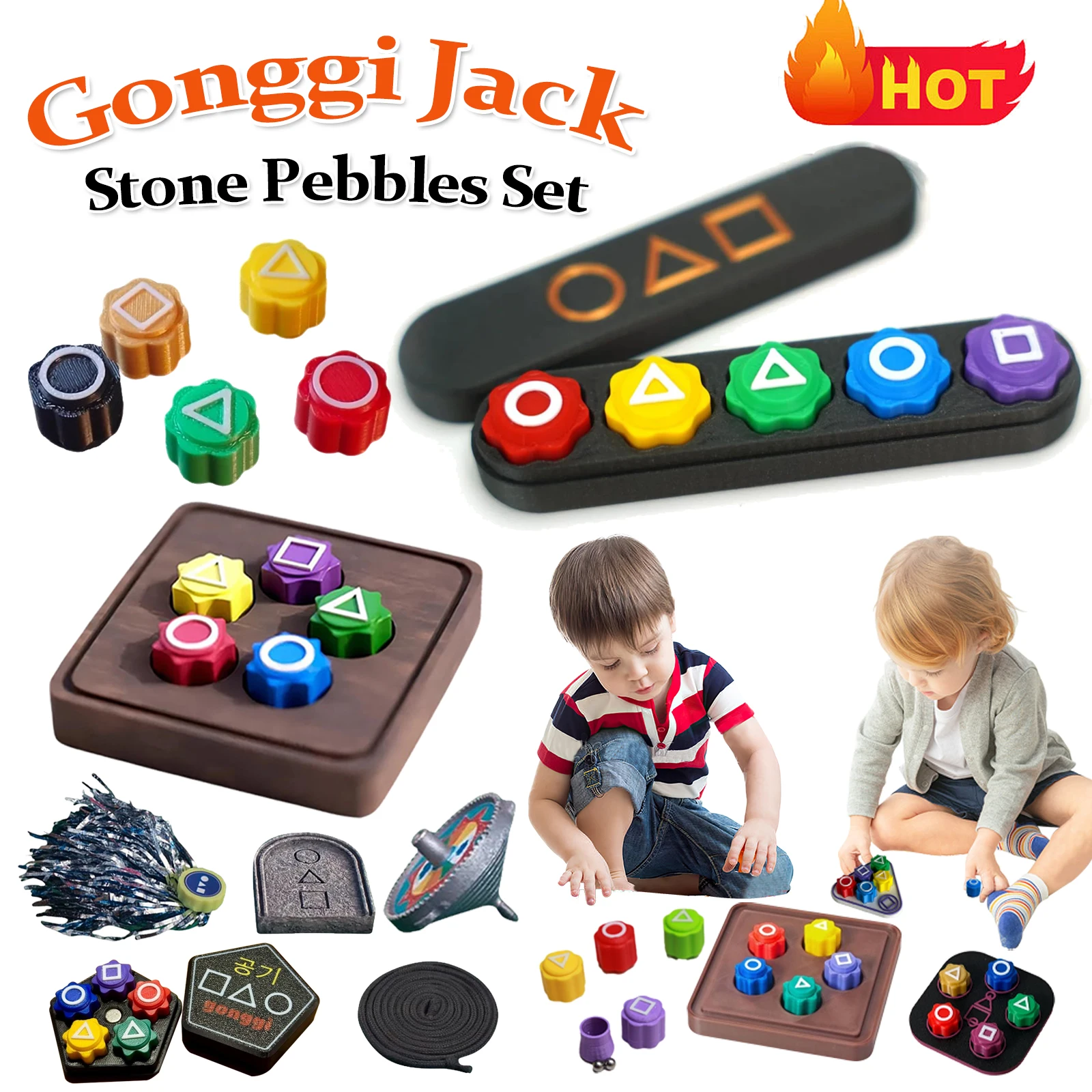 Korean Traditional Play Game Gonggi Jack Stone Pebbles Set Stone Catching Toy for Hand Eye Coordination Training Kit