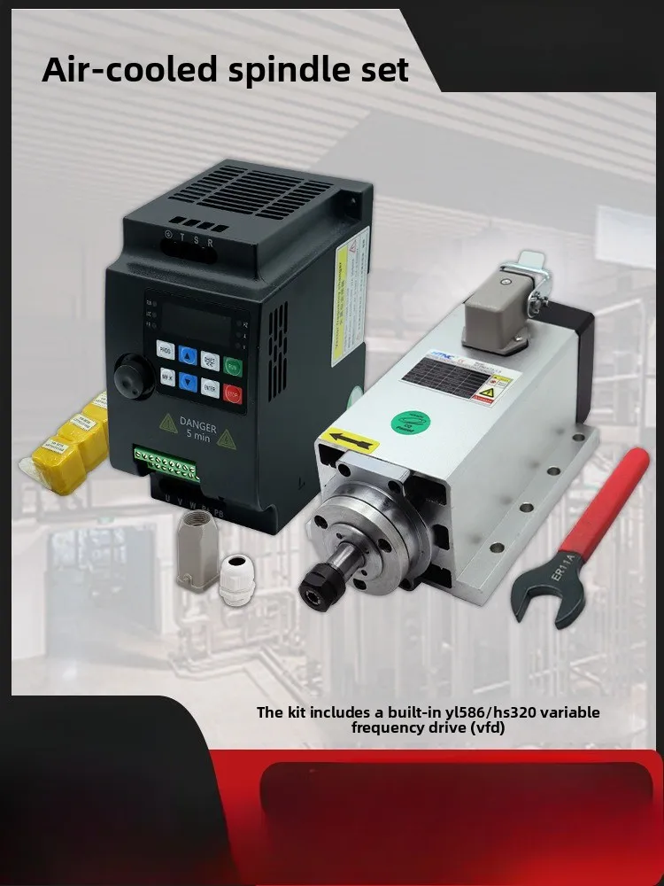 

Квадратный двигатель шпинделя с воздушным охлаждением, гравировальный станок для резки боковых отверстий, 1,5 2,2 кВт, высокоскоростной электрический шпиндель, вспышка 3,5