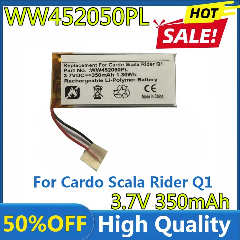 

New High Quality Replaceable 350mAh WW452050PL WW452050PL_C Battery for Cardo Scala Rider Q1,Q3,FM,Q-Solo Headset
