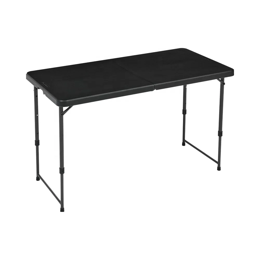 *4ft Black Rectangular Modern Folding Outdoor Dining Table And Chairs Set Portable Plastic Patio Furniture