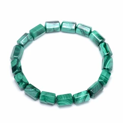 Natural Green Malachite Bracelet Hexagonal Column Yoga Mala Healing Beads Stretch Bracelets for Women Men 8*11MM