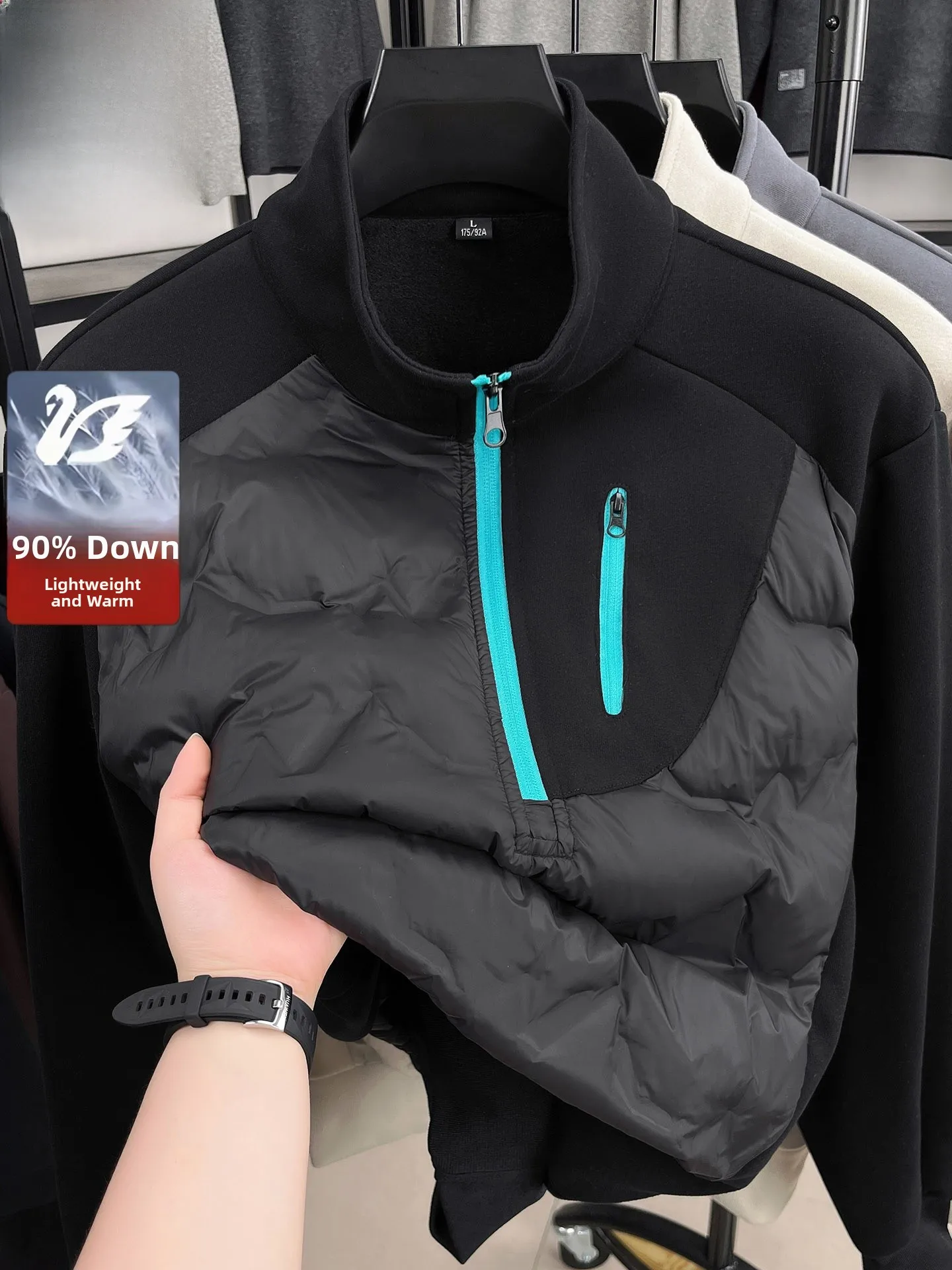 

Легкий пуховик Jaet, мужской зимний свитер с высоким воротником, новый гусиный пух, спортивный спортивный свитер на молнии, пальто