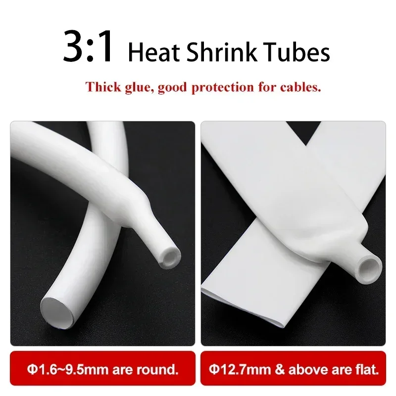3:1 White Heat Shrink Tube Glue 1.6/2.4/3.2/4.0/4.8/6.4/7.9/9.5/25.4/30/39mm 1~20M Cable Repair Cover Case Thermoresistant tube