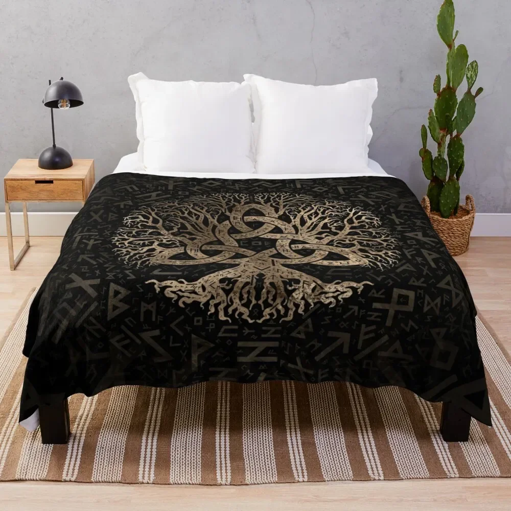 

Tree of life with Triquetra on Futhark pattern Throw Blanket Moving Thermals For Travel Tourist Bed Blankets