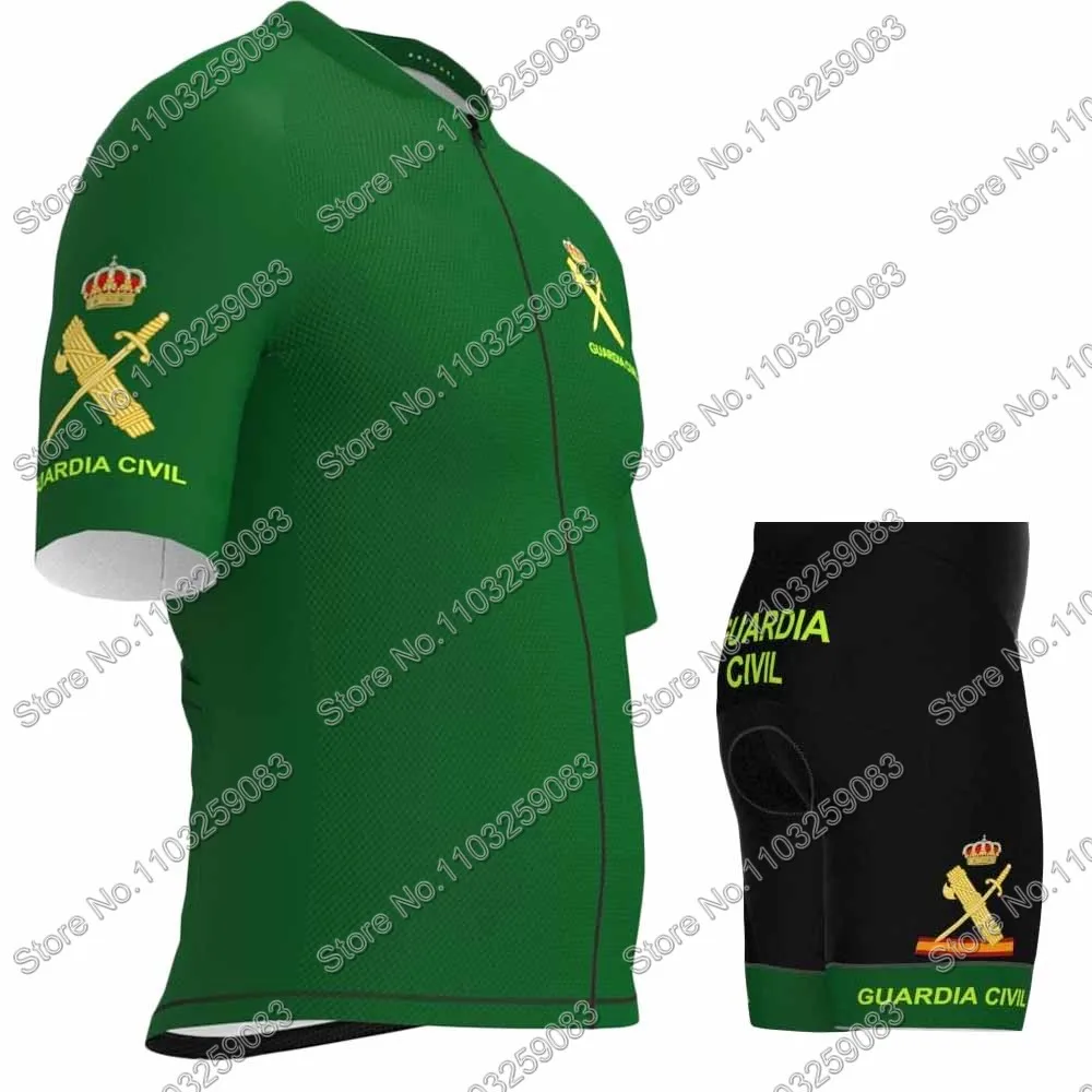 Green Civil Guard 2024 Cycling Jersey Men Set Cycling Clothing shirt Road Bike Suit Bicycle Bib Shorts MTB Maillot Ciclismo