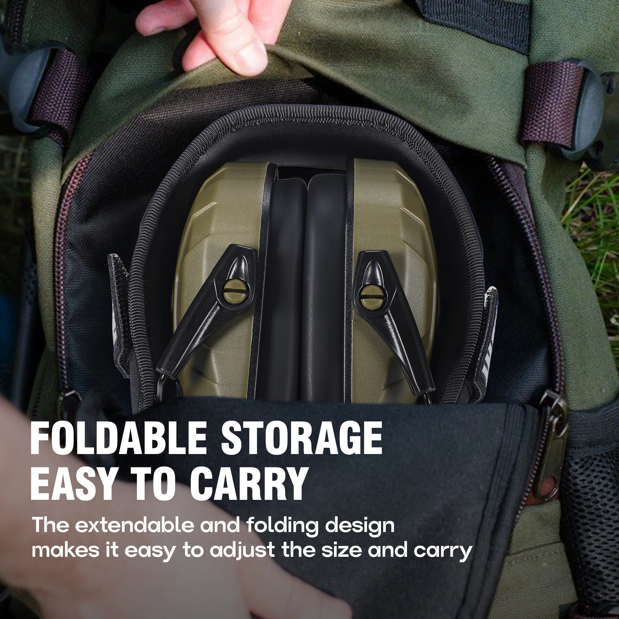 Foldable 26dB Professional Noise Cancelling Earmuffs Adjustable Hearing Protection Headset for Shooting Work Travel & Outdoor