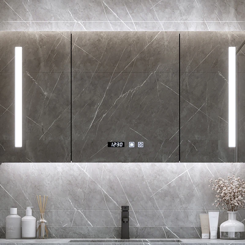 Nordic Bathroom Cabinets Defogging With Light Wall-mounted Bathroom Cabinets Intelligent Home Furniture Compartiment HBMC