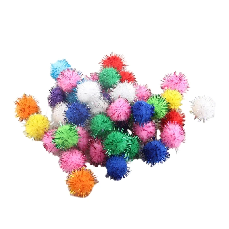 100pcs Mini Tinsels Pompoms Patches DIY Gloves Scarves Backpack Supplies