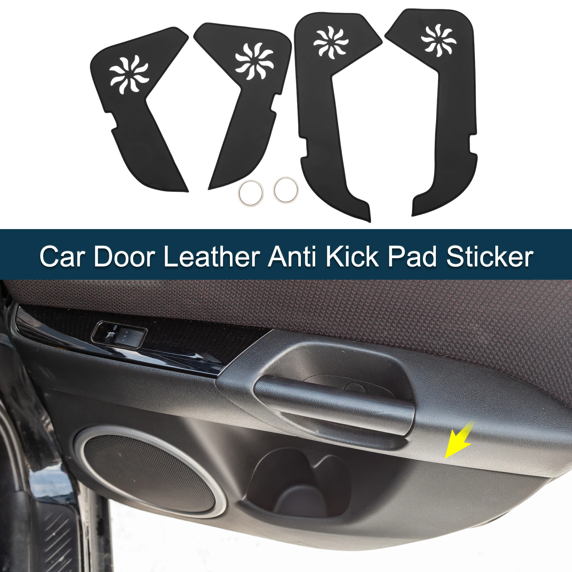 

UXCELL Car Door Leather Anti Kick Pad Sticker for Mercedes-Benz GLS 2017 Black 1 Set