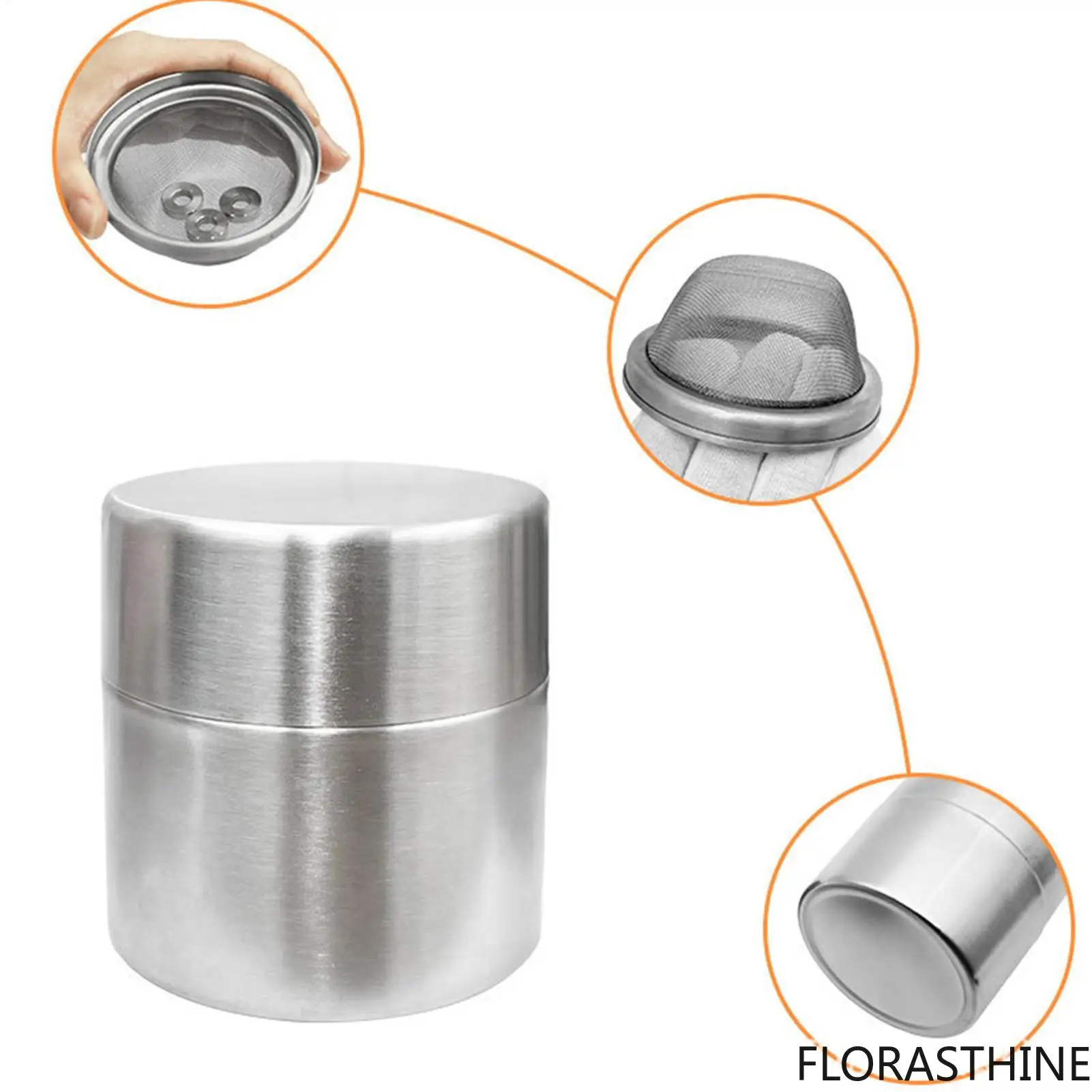Airtight Tea Canister Stainless Steel Airtight Storage Canister with Powder Sifter 40 Fine Mesh Sieve Tea Container with Lid