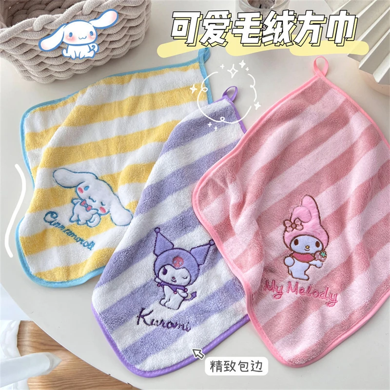 

Sanrio Kuromi Striped Handkerchief Cute Cartoon My Melody Cinnamoroll Girl&Child Soft Face Towel Charm Kawaii Holiday Gifts