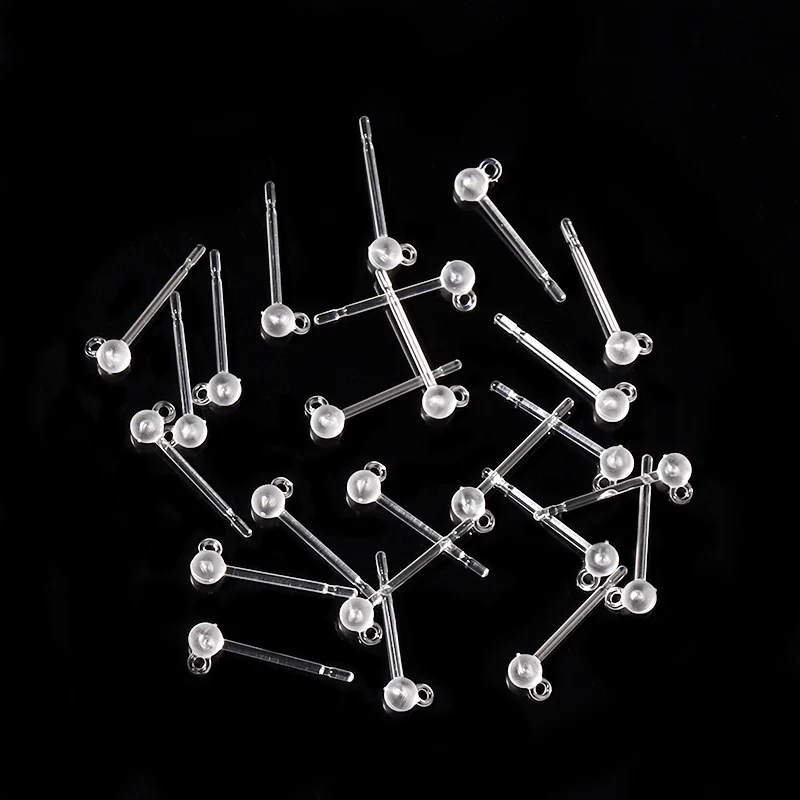 10-20 teile/los 5 Stil Harz Unsichtbaren Kunststoff Ohrring Basis Pins Stud Ohrring Piercing Retainer für DIY Ohrring Erkenntnisse großhandel – Detail 8