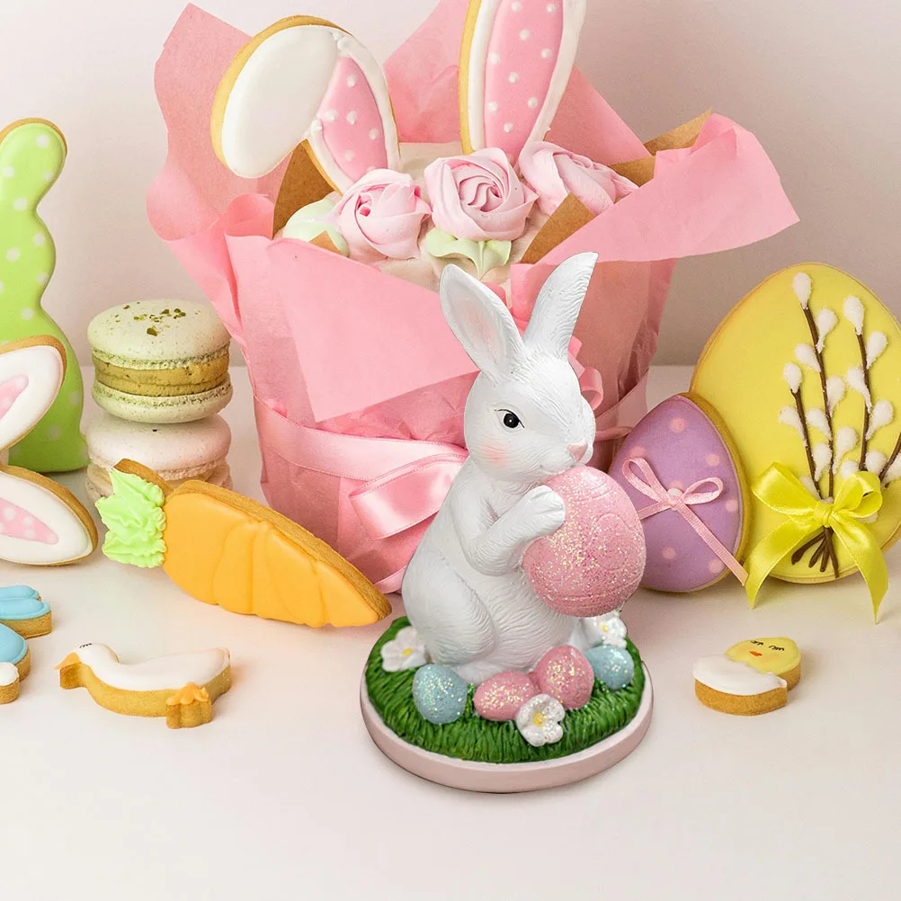 

Resin Easter Rabbit Decoration Cute Bunny Statue Easter Table Centerpiece Spring Holiday Home Decor Ornament Rabbit Ornament