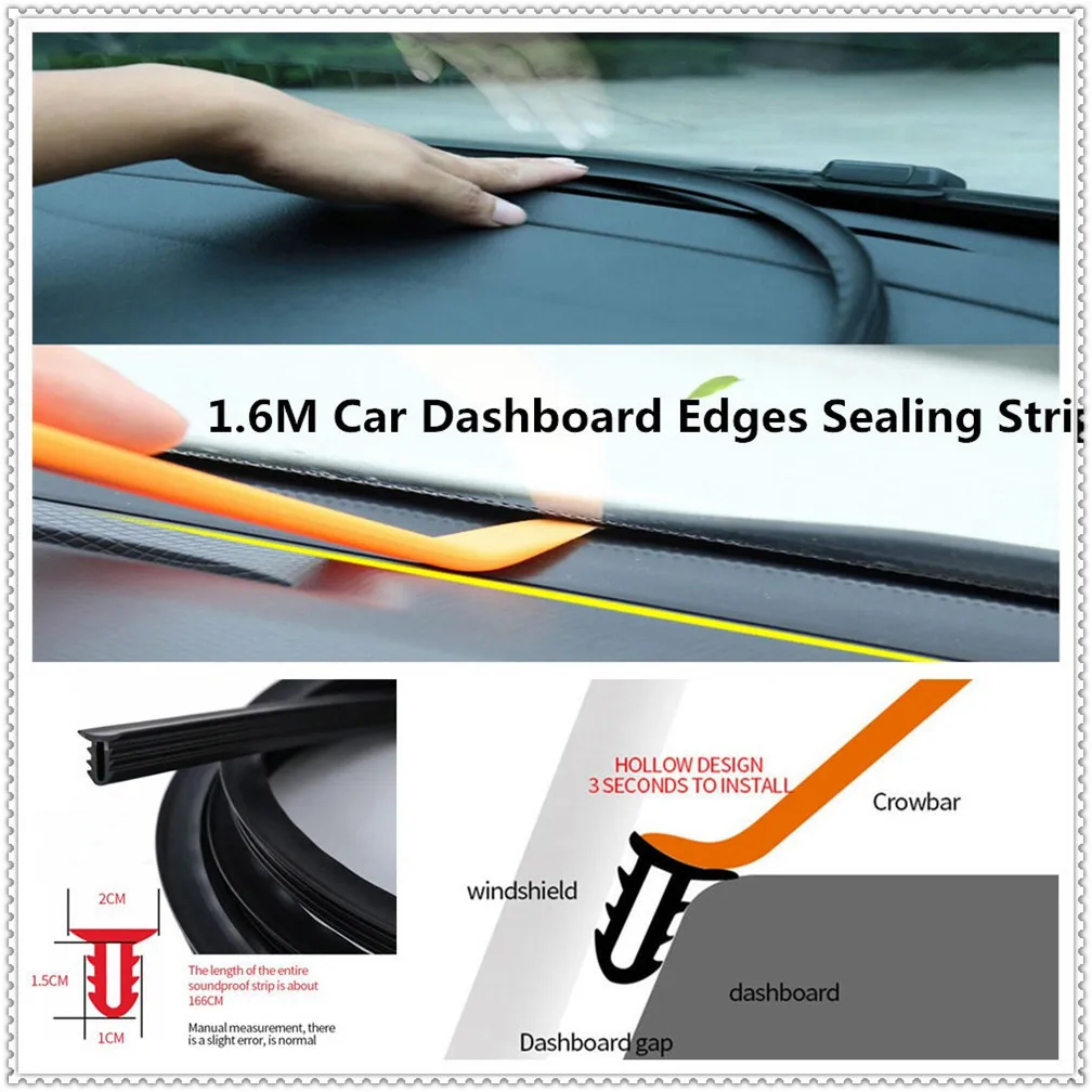 UType 1.6M Car Dashboard Strip Front Windshield Sealing Rubber Strips for Volvo  ReCharge Heico Caresto T6 Toyota Infiniti