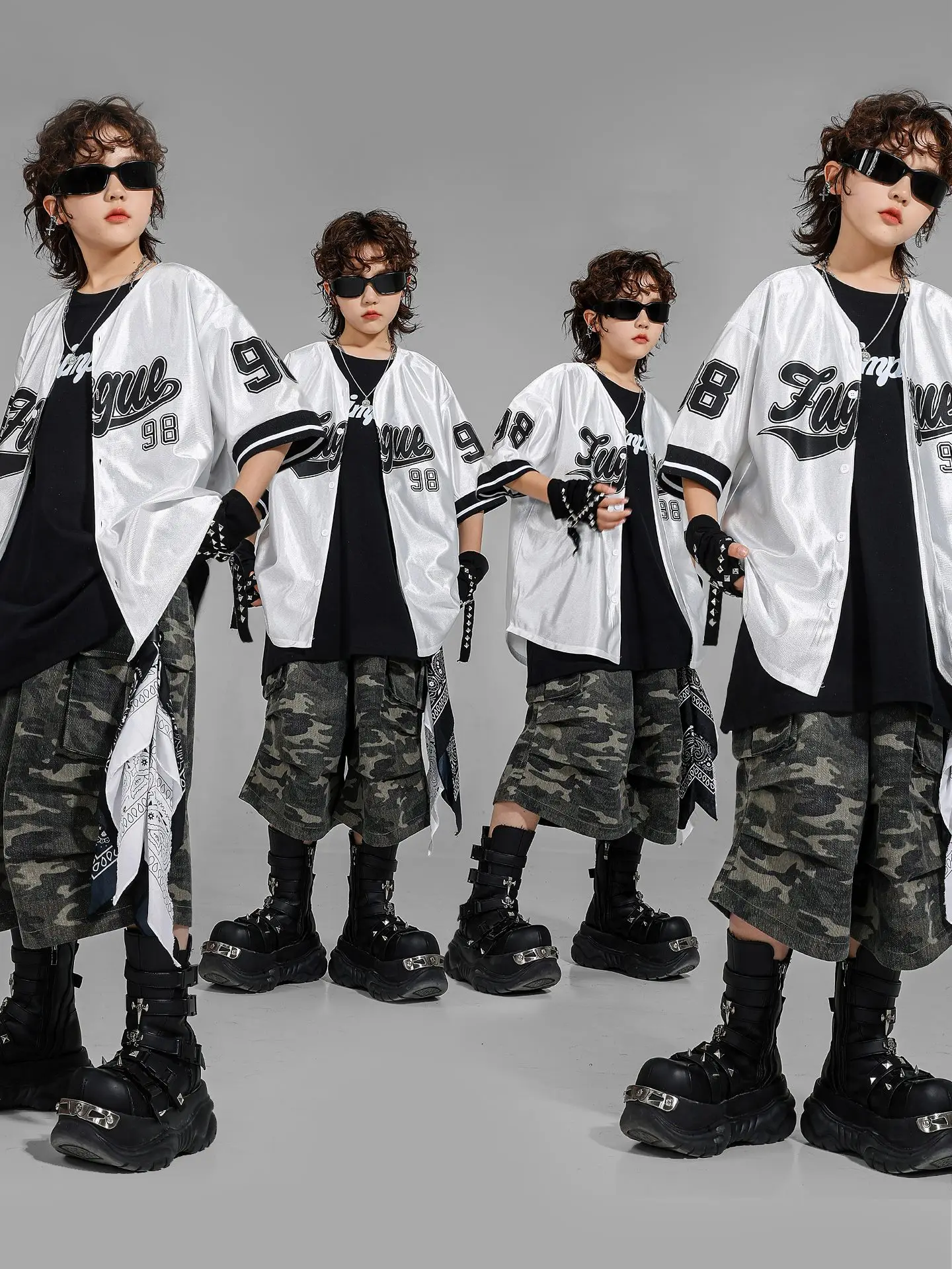 

New Summer Dance Suit Boys Hip-hop Clothes Street Jazz Dance Costumes Camouflage Shorts Suit Stage Outfit Catwalk Wear DQL10965