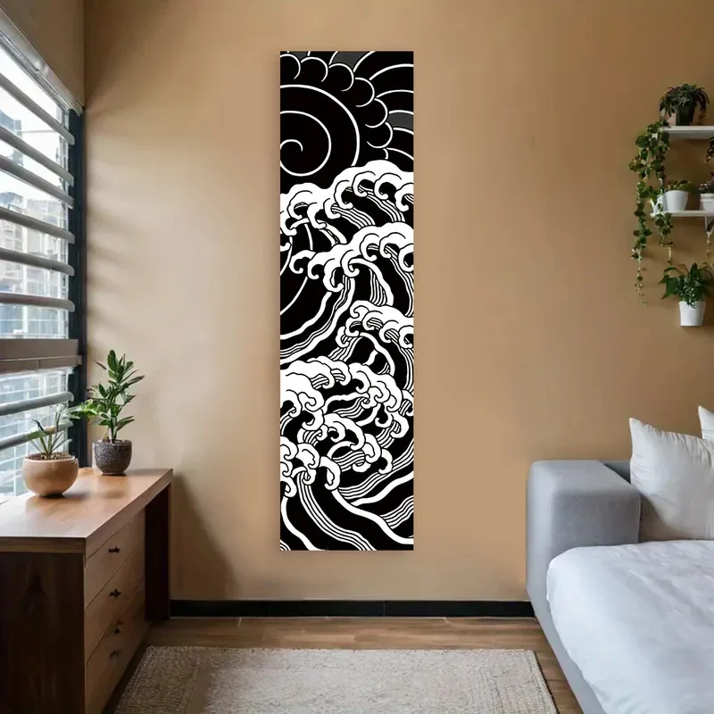 VIKAMA Japanese Ukiyo-e Wave Vertical Tapestry, Entrance Corridor, Bedroom Bedhead, Personalized Wall Decoration