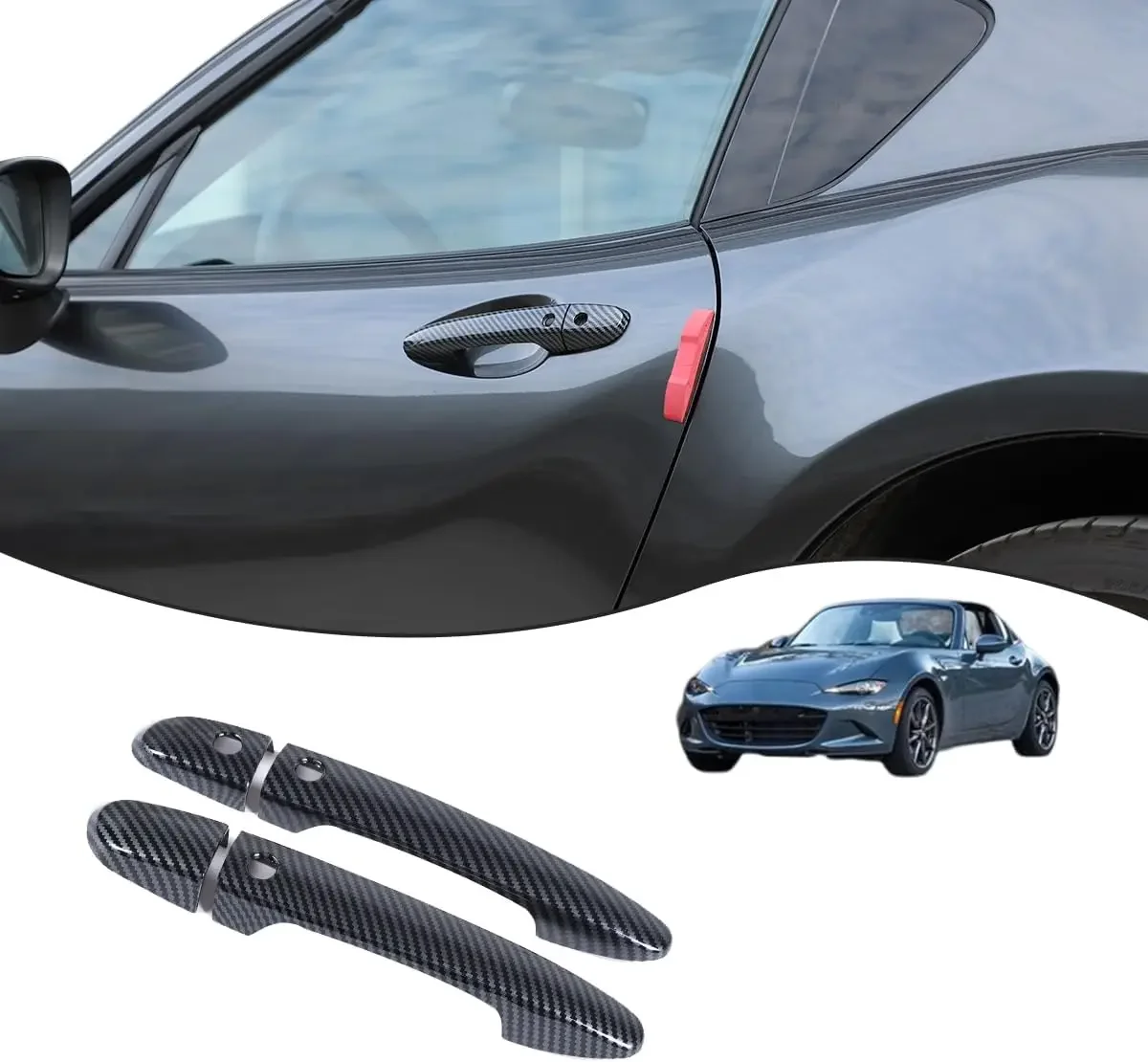 2PCS ABS Carbon Fiber Door Grab Handles Cover For Mazda MX-5 Miata ND Roadster 2016-2026 Trim Set Protective Accessories
