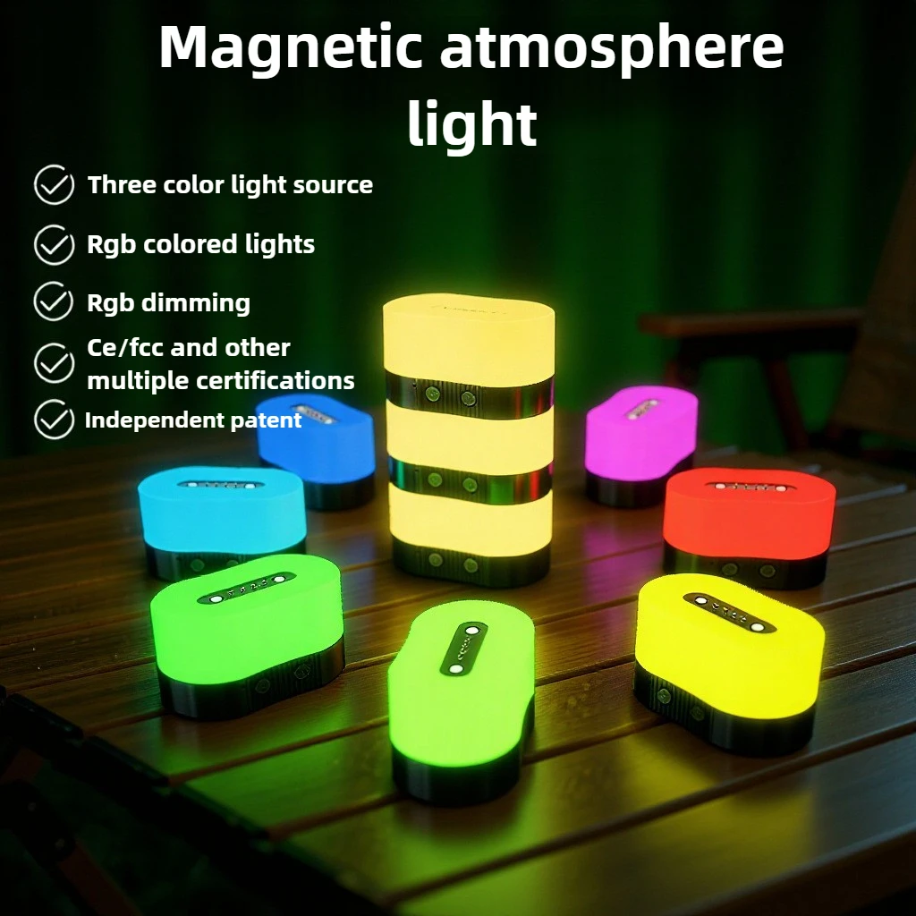 

RGB Color-Changing Magnetic Charging Desk Lamp Stacking Ambient Light for Party Bar Outdoor
