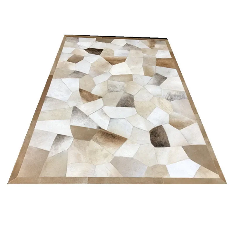 Nordic modern minimalist golden brown cowhide carpets household gray carpet for bedroom and living room use