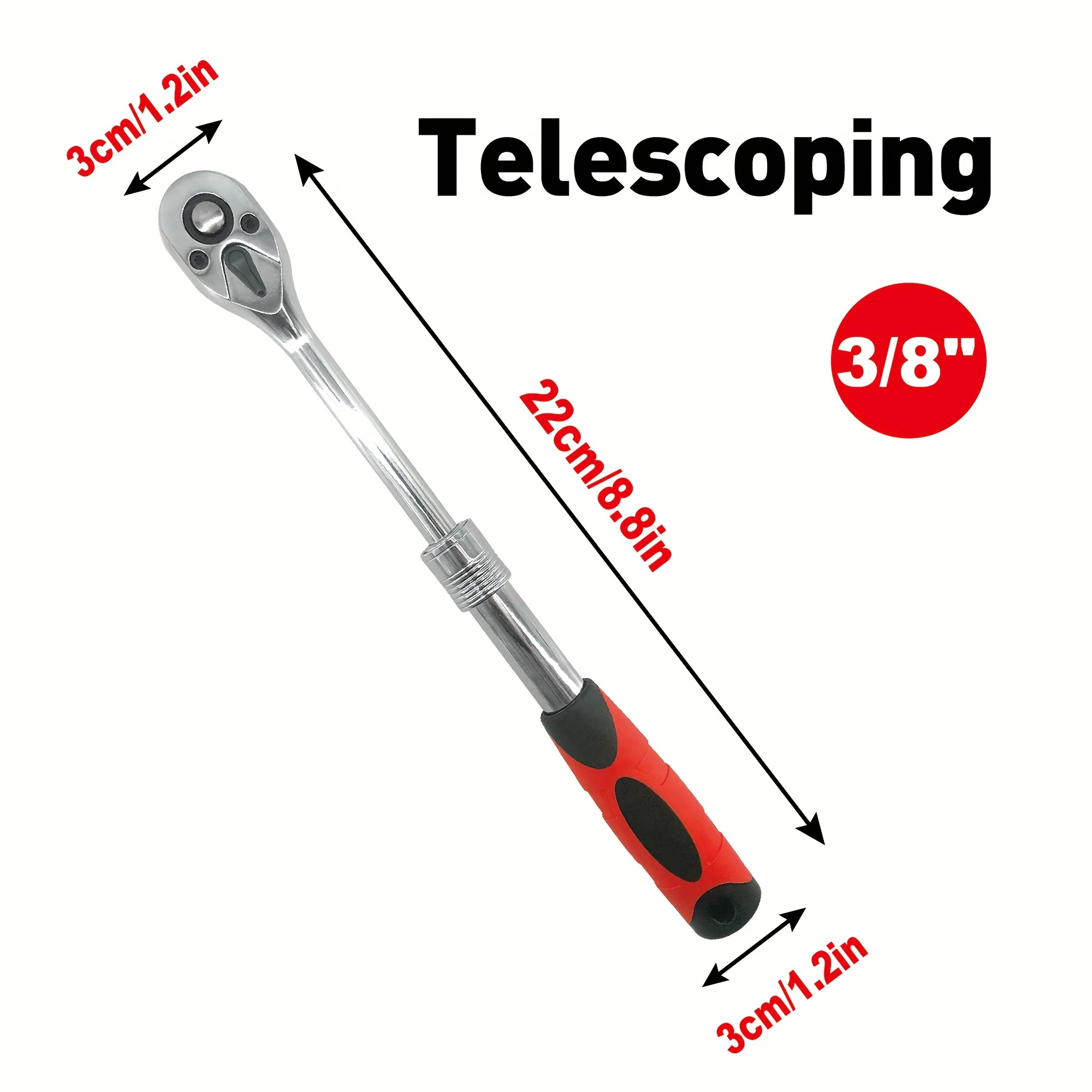 3/8 calowy napęd 72 zęby chowany klucz zapadkowy automatyczny klucz szybkiego zwalniania, zamocowana głowica