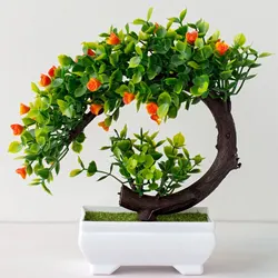 Artificial Plants Bonsai Simulated Tree Potted Plants Fake Flowers Table Potted Ornaments