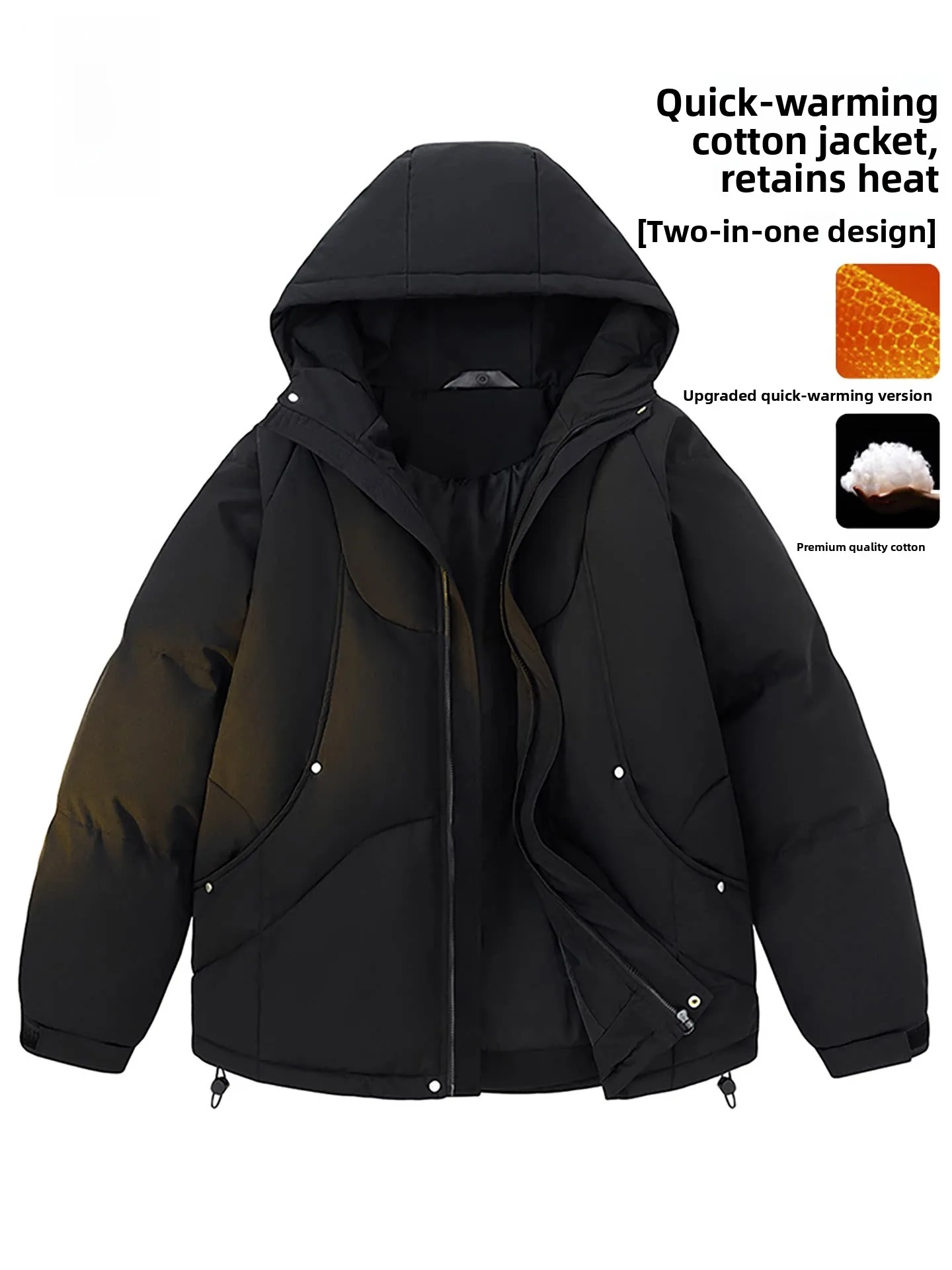 

Мужская утепленная хлопковая куртка Nanilu с капюшоном, свободного кроя, теплая, ветрозащитная, однотонная, повседневный городской стиль, на молнии