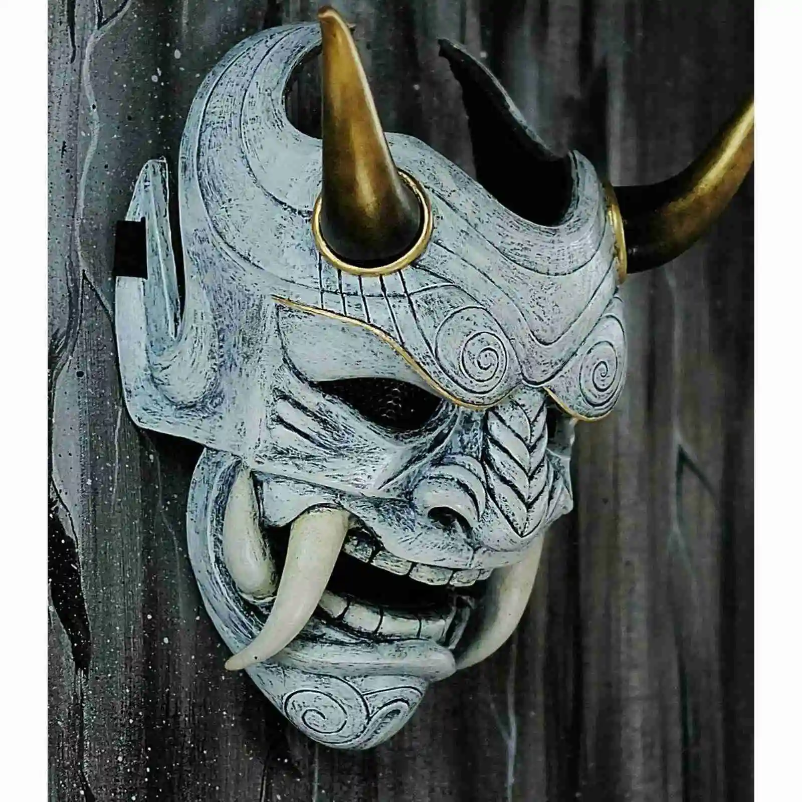 Prajna Mask Adult Unisex Halloween Face Masks Japanese Hannya Demon Oni Samurai Noh Kabuki Prajna Devil Mask Latex Party Masks