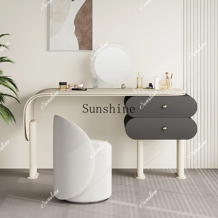 

Modern Light Luxury Vanity Table Women Desgin Service Drawers Storage Vanity Table Mirror System Organizer VestidoresYY