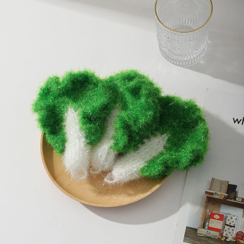 High Efficient Anti-grease Chinese Cabbage Shape Dish Cloth Kitchen Cleaning Wiping Rags