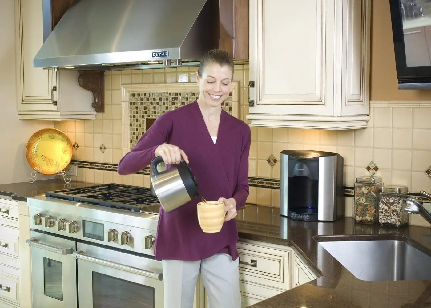 Água automática enchimento café sistema, bancada