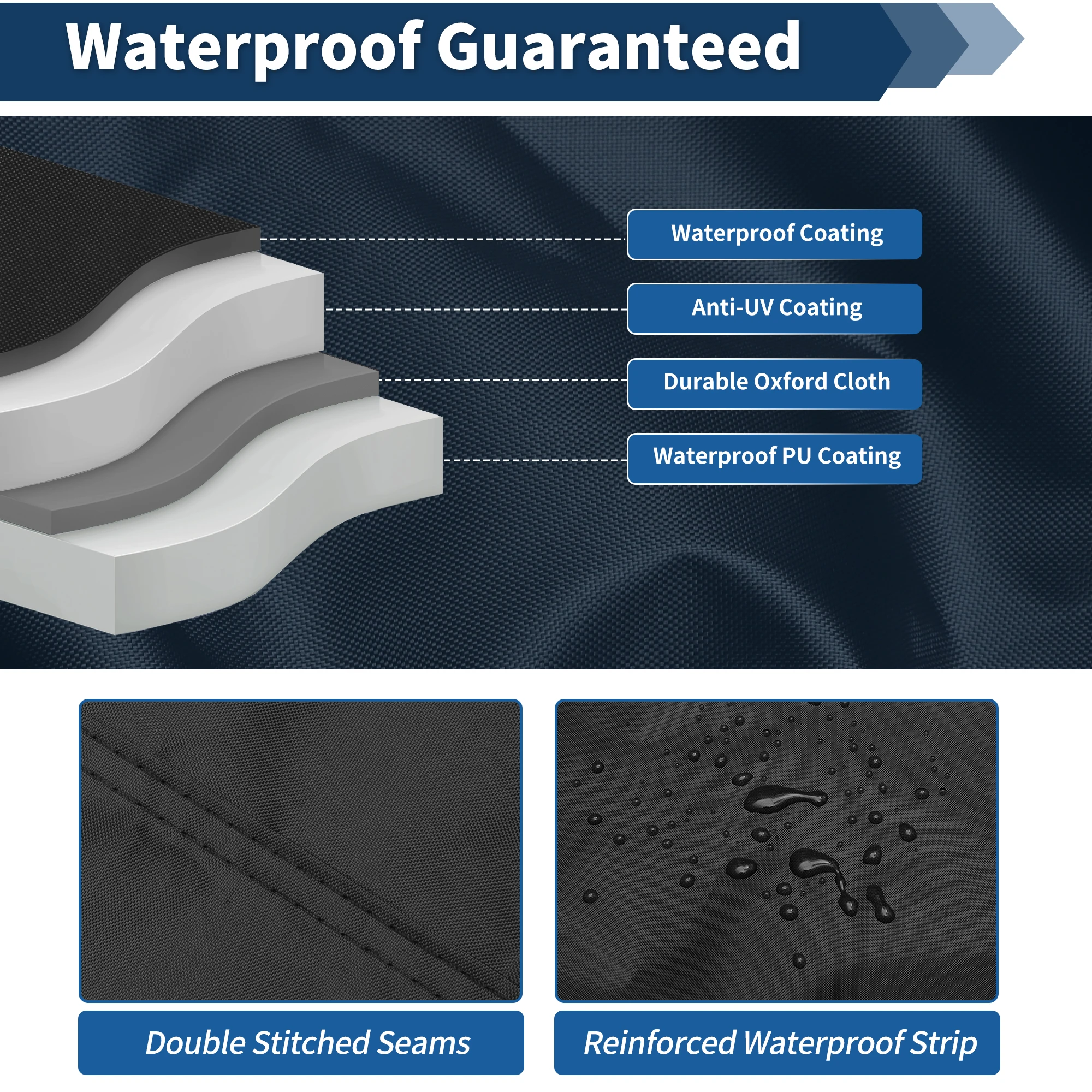 Motoforti غطاء الثلج مقاوم للماء زلاجات غطاء التزلج 420D قماش أكسفورد قوي مقاومة للتجميد يناسب الطول 116 "-130" #5