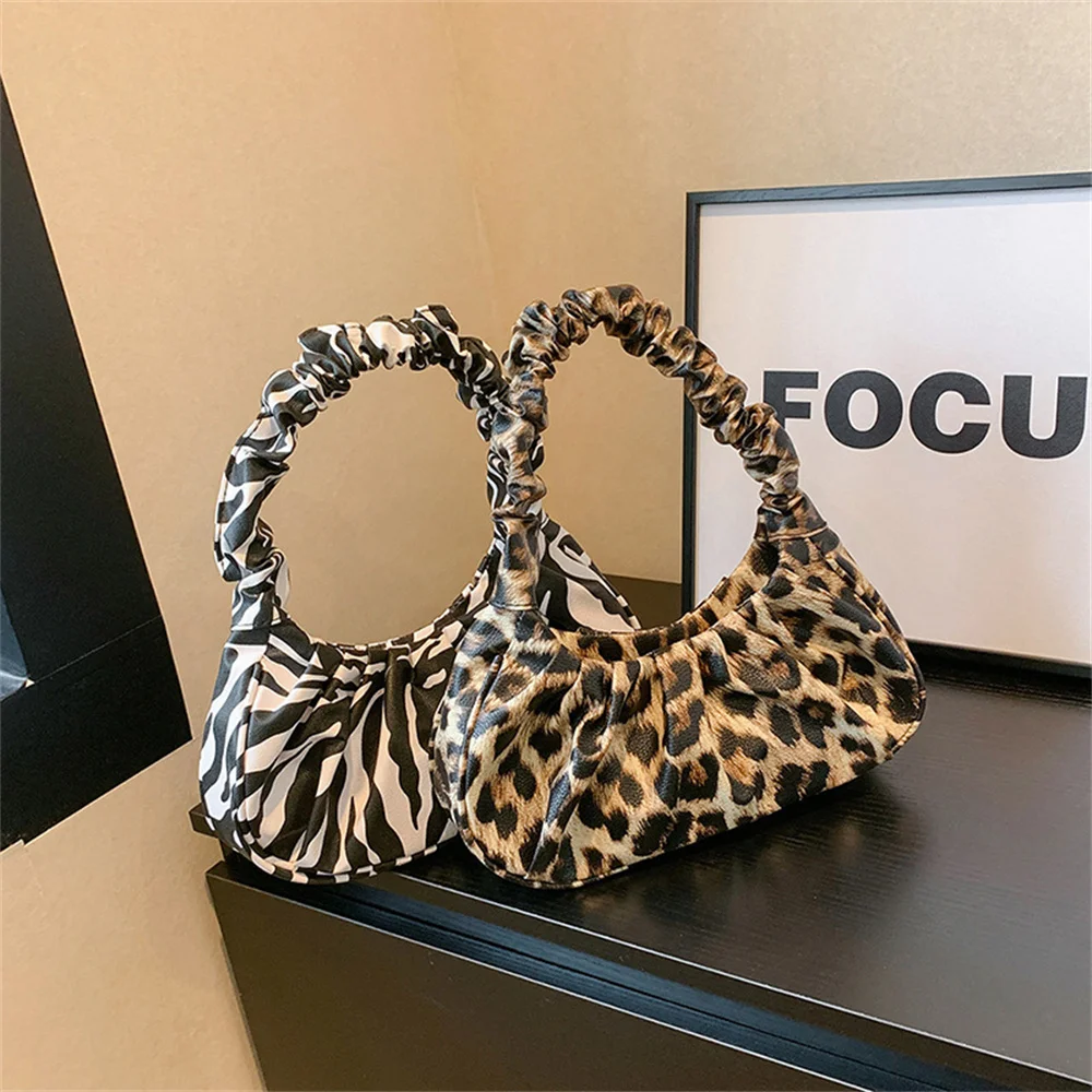 New PU Leather Large Capacity Single Shoulder Bag Fashion Portable Women Cloud Handbag Cow Zebra Leopard Print Underarm Package