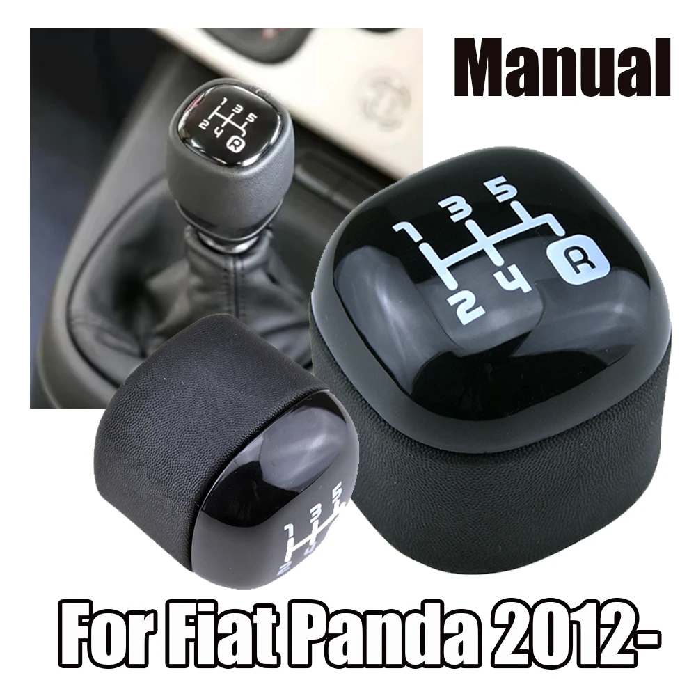 Gear Knob Stick Button For Fiat Panda From 2012 Black 5 Speed Plastic Manual Gear Shift Knob Lever Change Gearbox Shifter