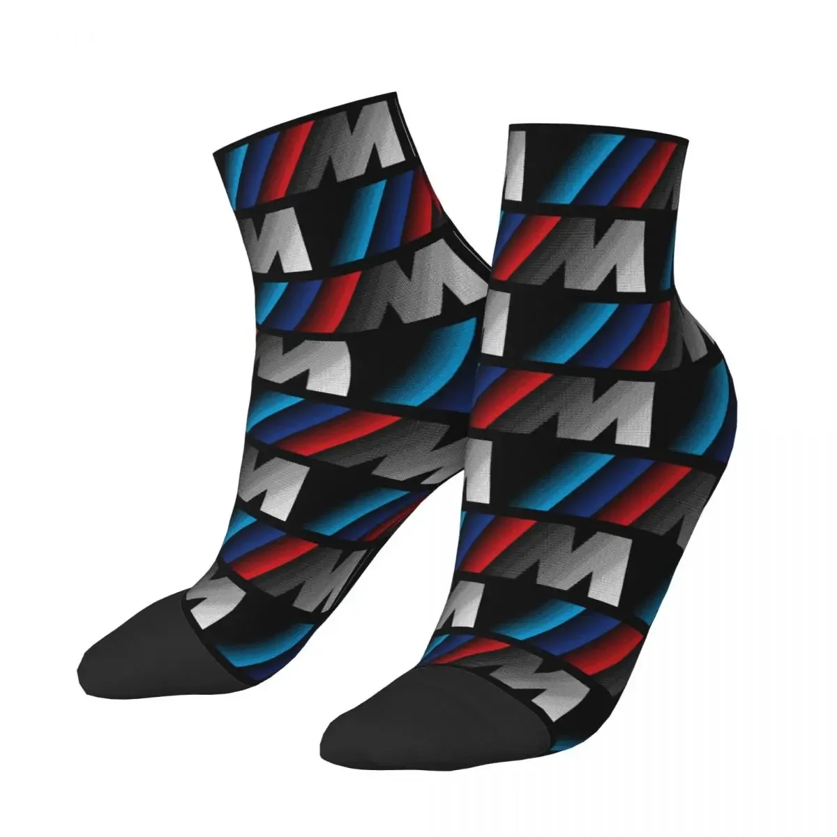 Fashion Printed M Performance Powers Socks for Men Women Stretchy Summer Autumn Winter Motor Sport Crew Socks