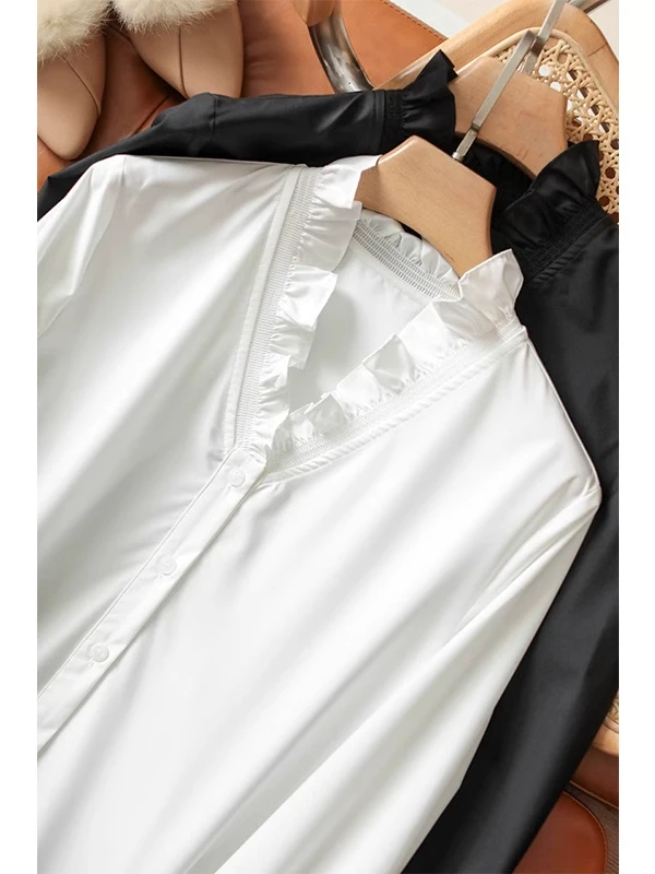 

Белая женская блузка с длинным рукавом, прямого кроя, в корейском стиле, для повседневной носки, от модного бренда Woodain Design, из аутлет-коллекции.