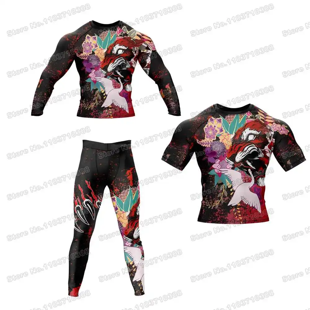 Beast Shirts T-Shirts Rash Guards Surfing Beach Trousers Swimwear Diving Gym Long sleeves MMA BJJ Men Jiu Jitsu Fitness Sets