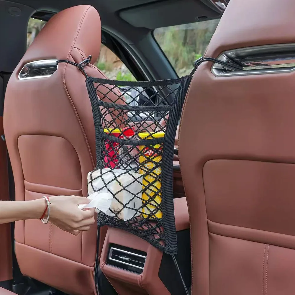 Car Seat Middle Storage Net Pocket Car Screen Elastic Children's Isolation Net Storage Net Seat Back Storage Bag