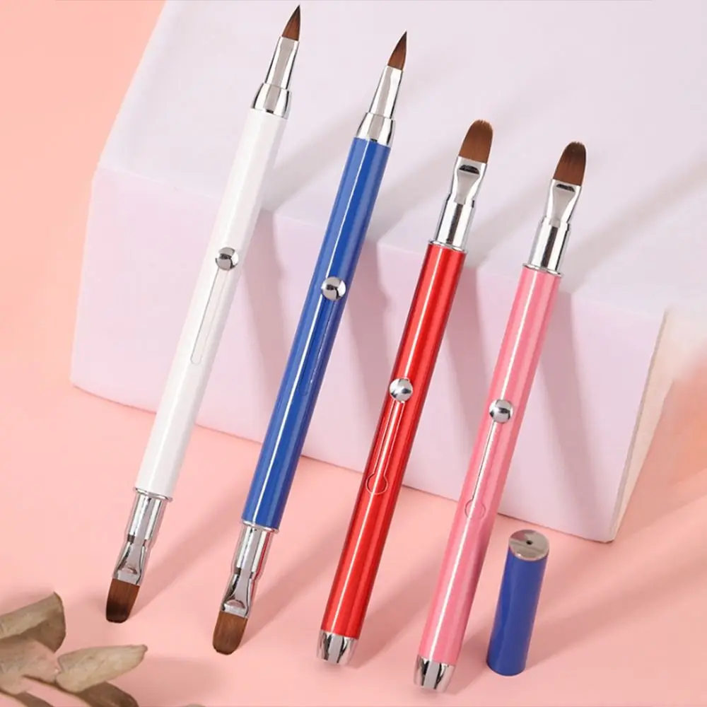 Creatieve Tweekoppige Lipborstel Make-Up Tools Enkele Draagbare Concealer Borstel Multifunctionele Metalen Handvat Lip Liner Borstel Vrouwen