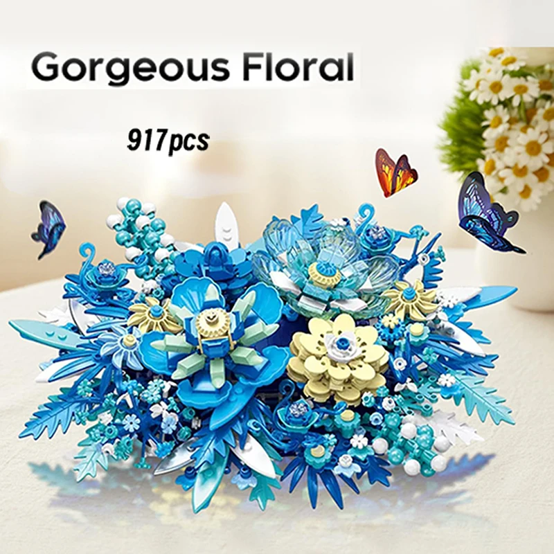 

Romantic Eternal Bouquet Block Botanical Collection Brick Set of Crescent-Shaped Self Assembly Flower Toy Mother's Day Gift ﻿