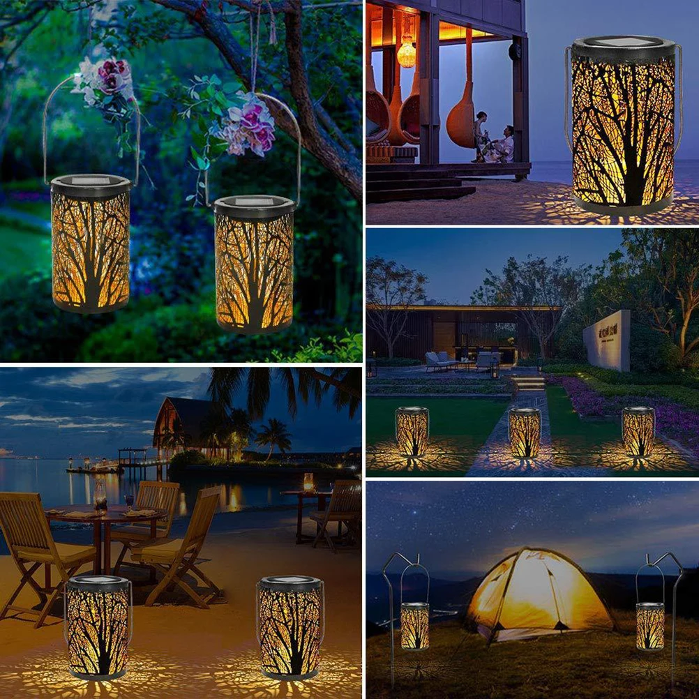 

Solar Lantern Premium Iron LED Hanging Lights for Garden Outdoor Warm Glow Patio Porch Yard Decor Solar Powered