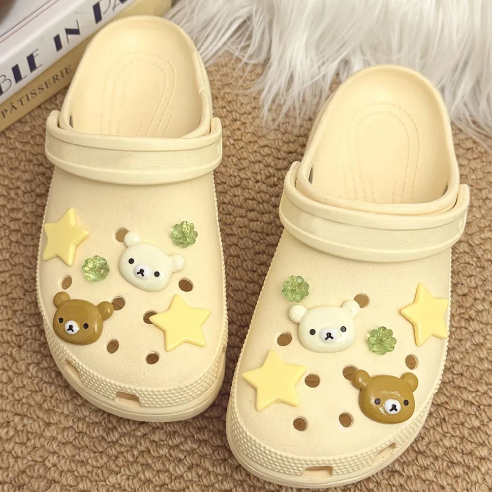 Cute Cartoon Bear Star Series Shoe Charms Accessories Perfect for Slide Sandals Garden Shoe Decoration Buckles Pins Summer Gifts image 4