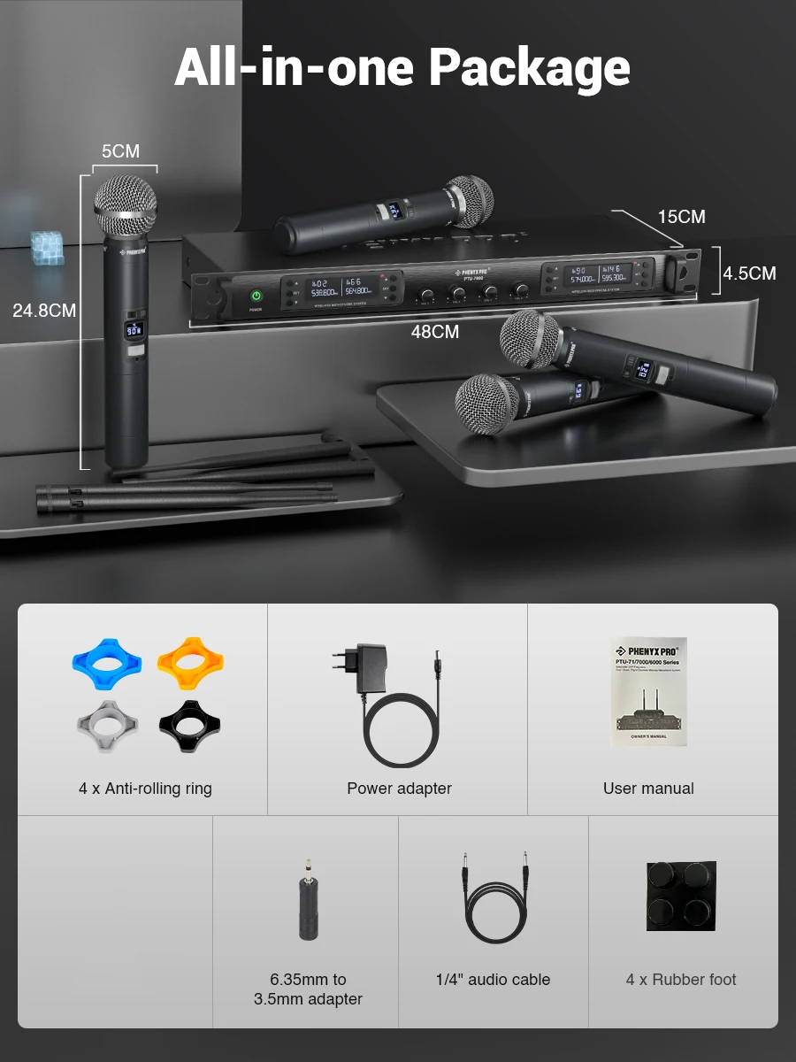 UHF Wireless Microphone System Phenyx Pro PTU-7000 with