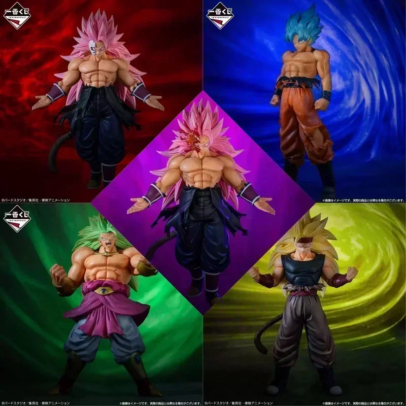 Original Dragon Ball Broly Goku Super 3 Action Figures One Reward Fifth Mission Black Super Blue Collectible Model Child Toys